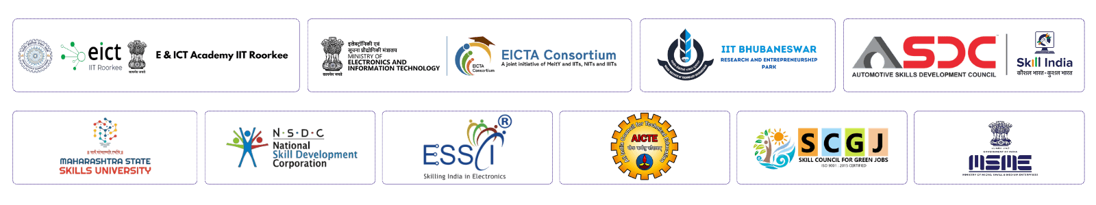 Officially affiliated and recognized by NSDC, ASDC, SCGJ, ESSCI, AICTE, MSME, IIT Roorkee, IIT Bhubaneswar and more